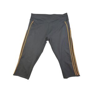 Fabletics Black Capri Leggings Orange Stripe Athletic‎ Workout Pants Size S